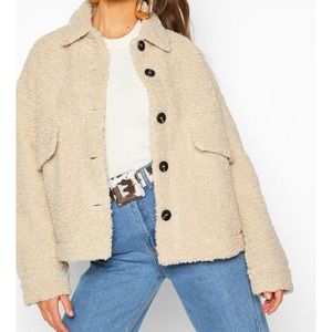 Boohoo teddy faux fur trucker